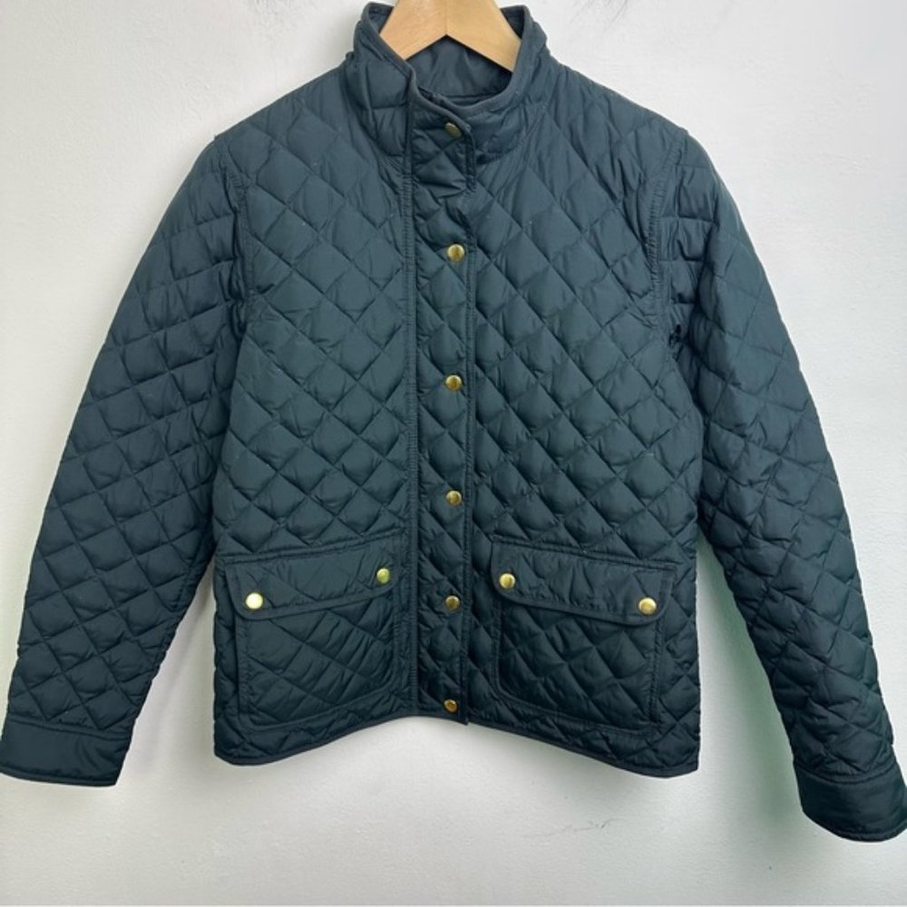 J. Crew Quilted Down Filled Zip Button Jacket Siz… - image 3